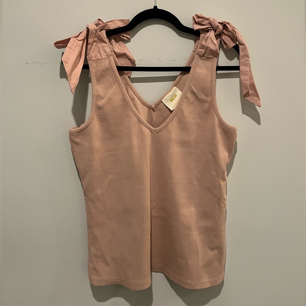 Anthropologie Pink Sleeveless Bow Sleeve Tank Top.